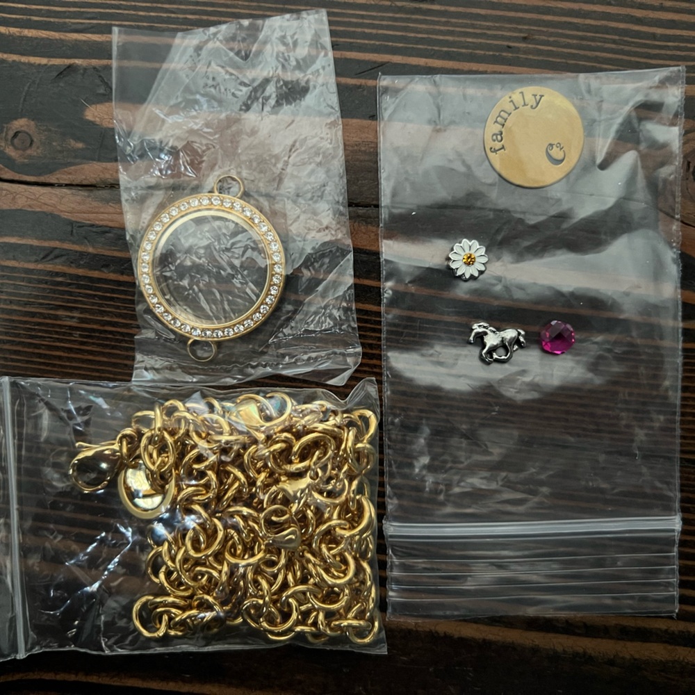 ORIGAMI OWL • medium gold locket necklace, chain plate charms jewelry custom - Picture 5 of 10